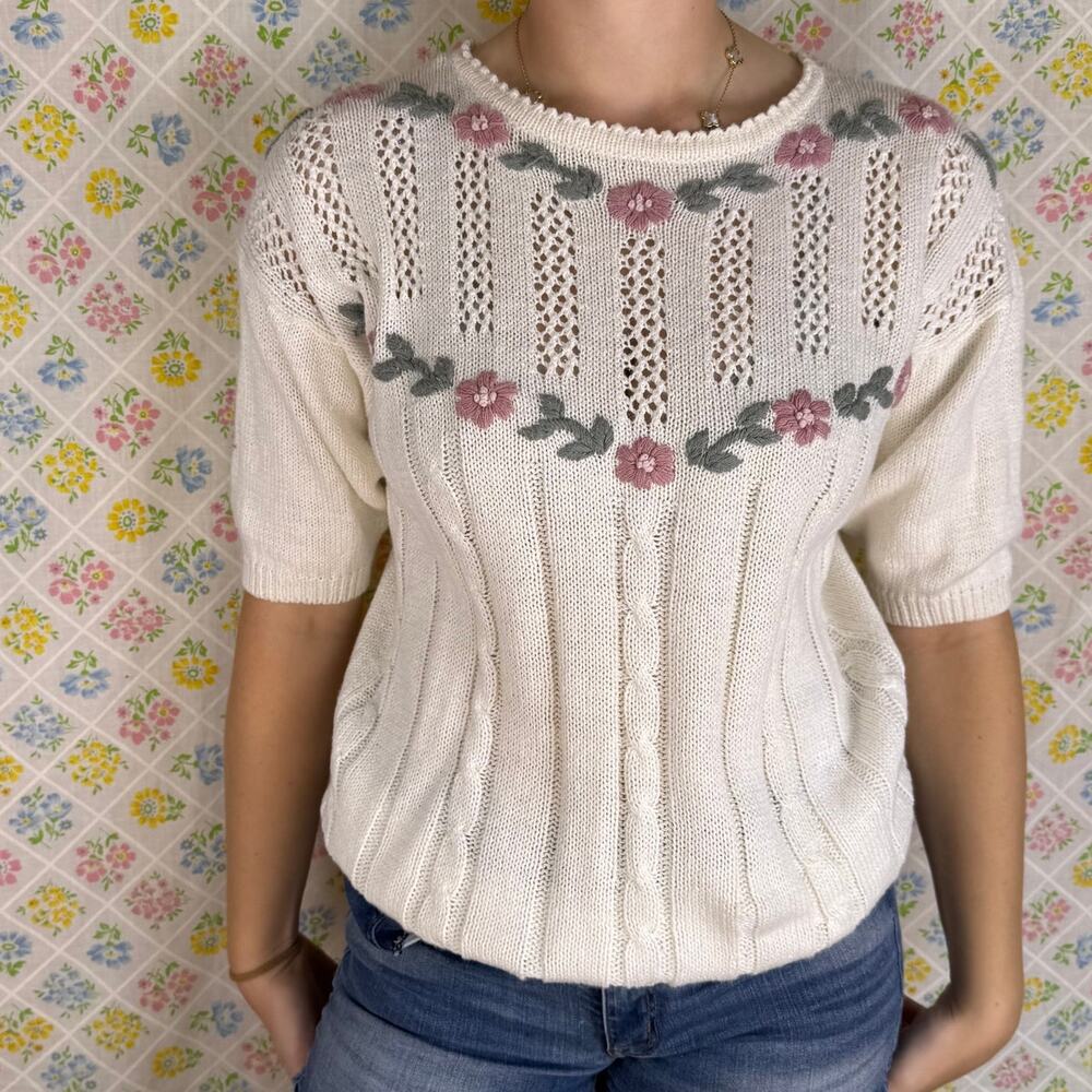 Vintage 90s Shenanigans short sleeve sweater size SMALL